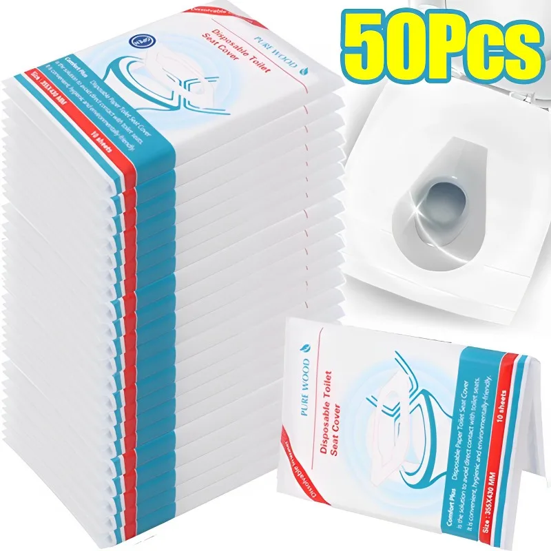 8-50PCS Disposable Toilet Seat Cover Travel Camping Hotel Bathroom Accessories Degradable Waterproof Soluble Water Toilet Mats