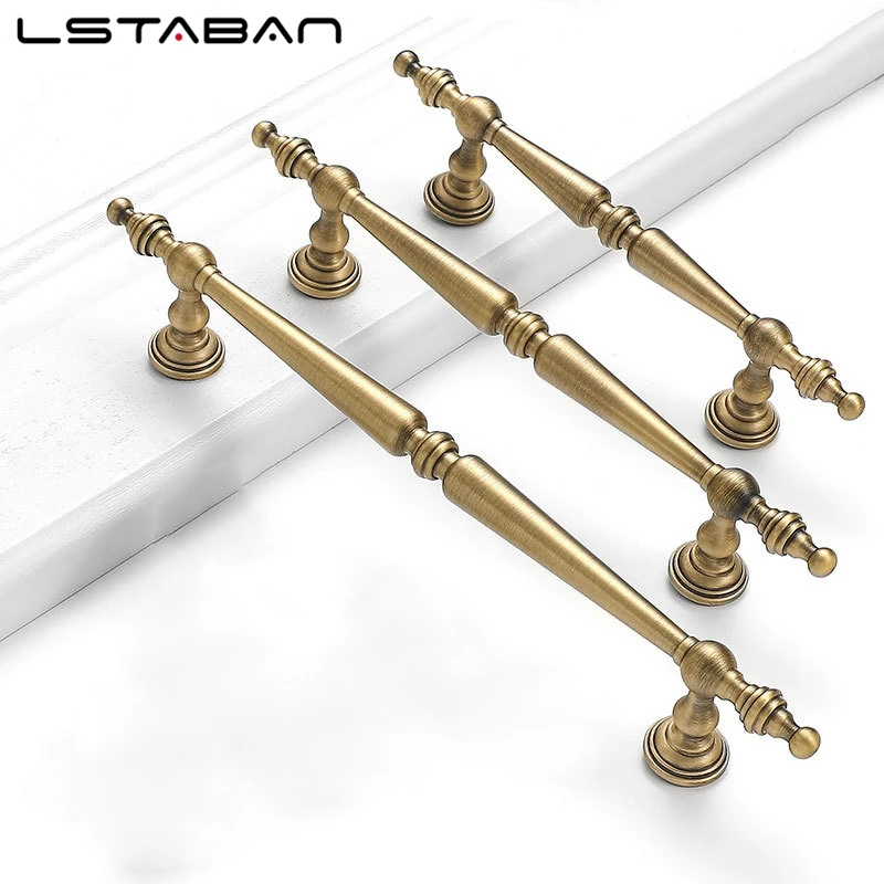 Solid Antique Brass Handle Bronze Wardrobe Door Drawer Knob Cabinet Luxury Antique Round Turret Imitation Copper Pulls