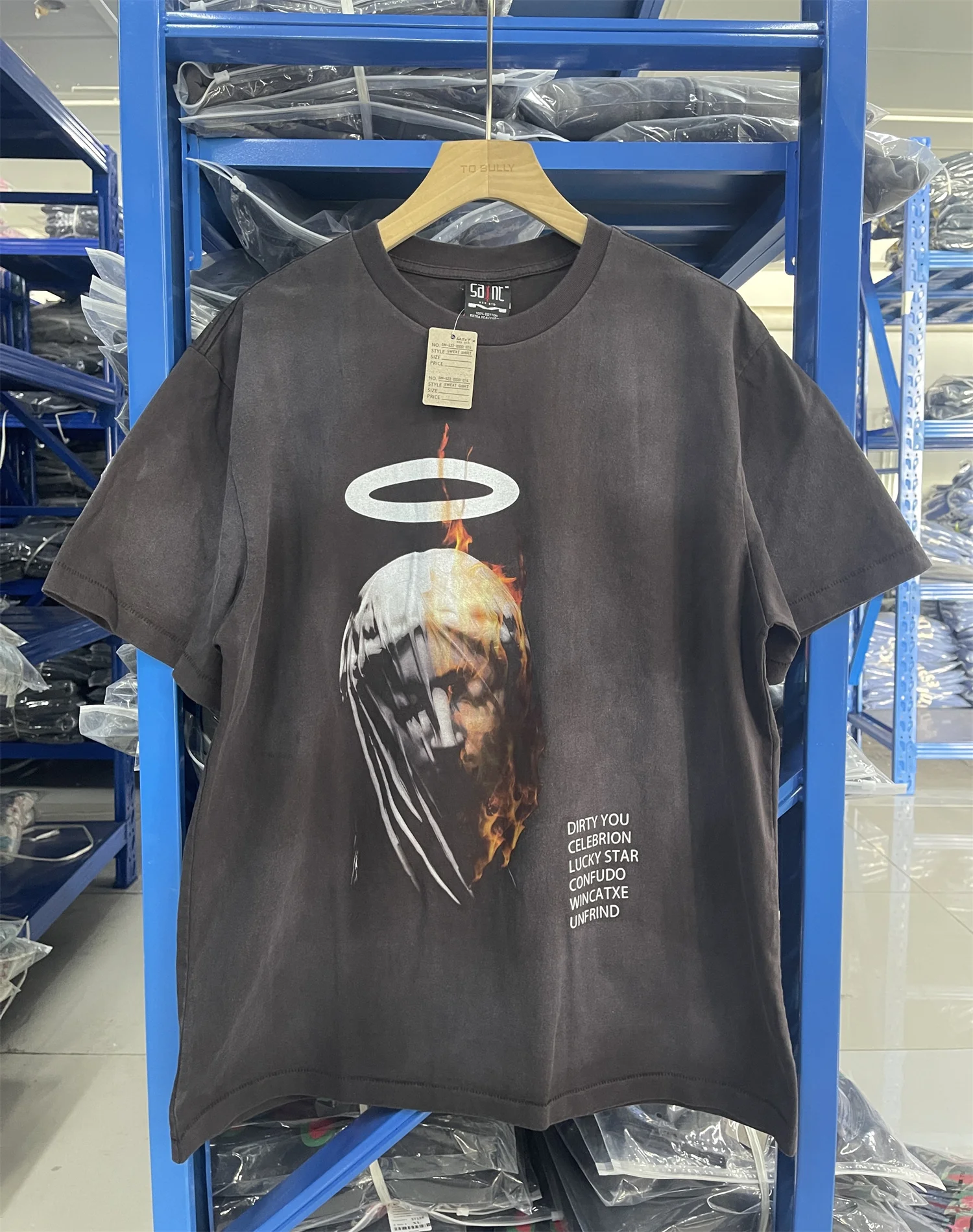 2025 SAINT OF MICHAEL "DEVIL DADDY" Vintage Retro estampado mejor calidad algodón Casual ropa informal suelta camiseta de manga corta