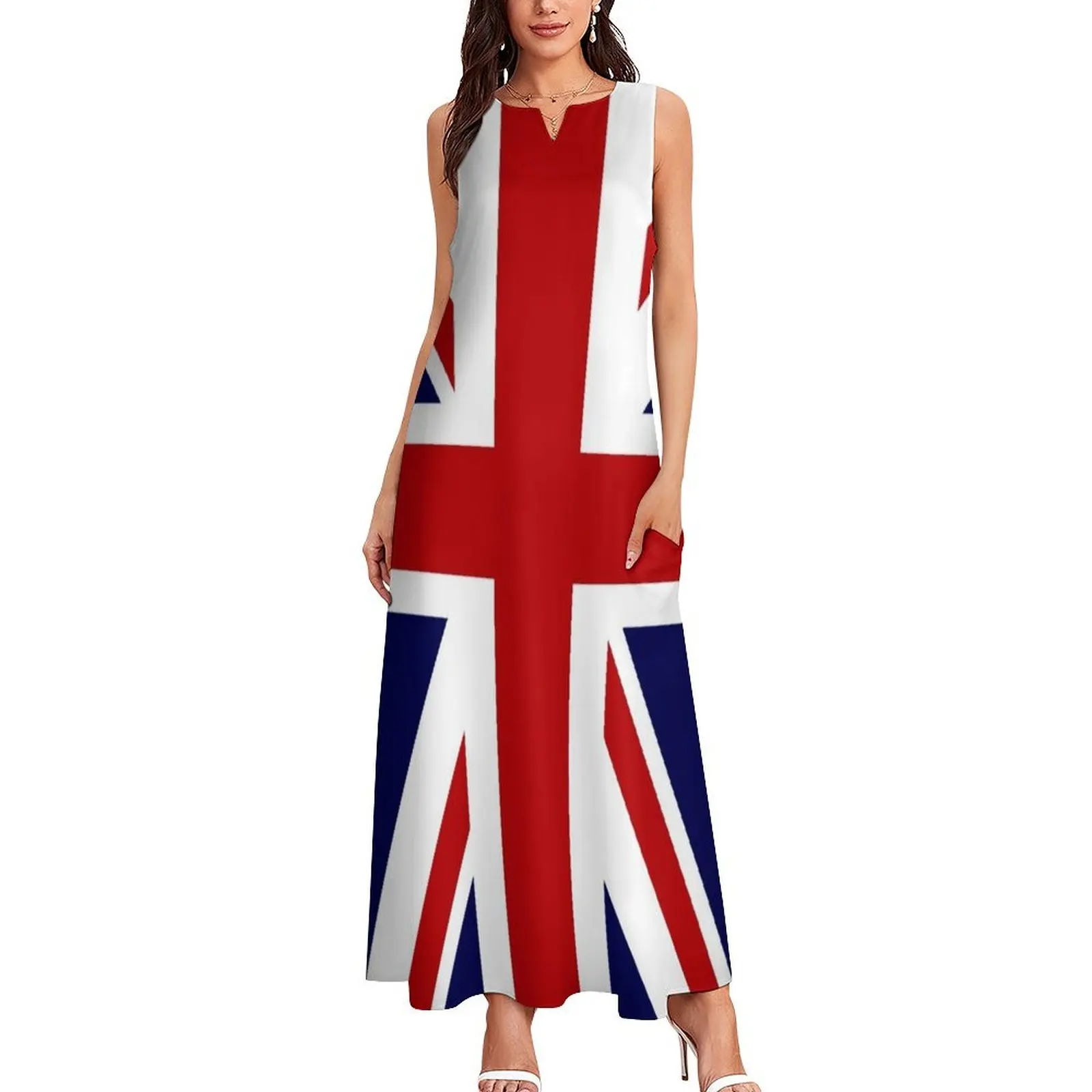 Union Jack Flag of the UK Long Dress ชุดราตรี ชุดลําลอง ชุดเดรสยาวผู้หญิง