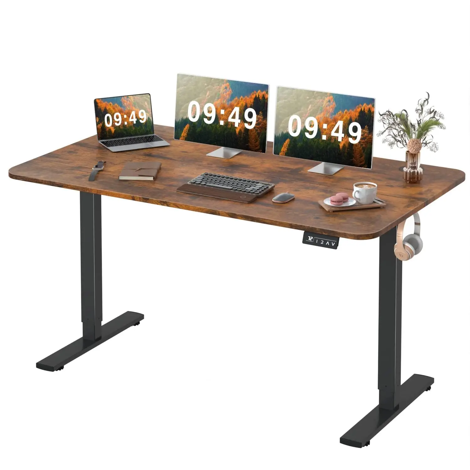 

Electric Height Adjustable Standing Desk Large 55 x 24 Inches Sit Stand up Desk Home Office Computer Desk Memory, Customized