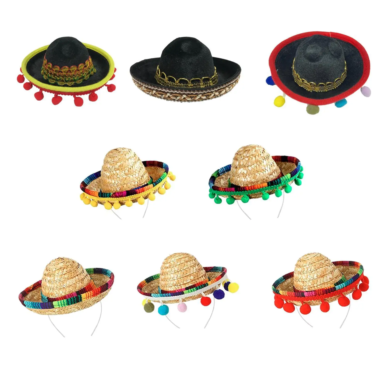 Sombrero Hat Creative Mexican Theme Decoration Stylish Practical Convenient Mini Sombrero Top Hat for Adults Halloween Festival