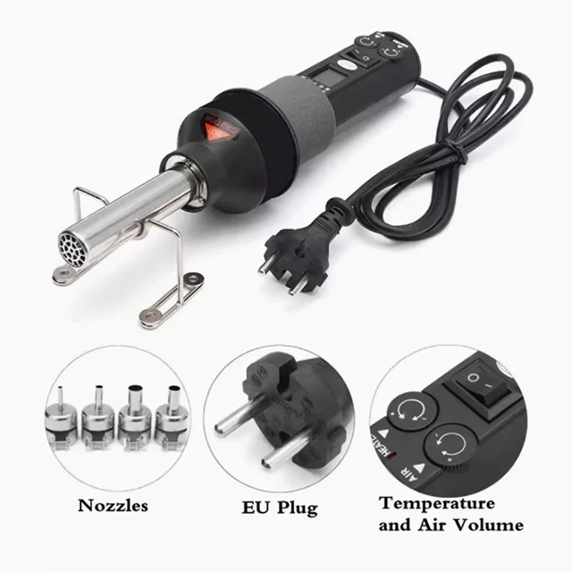 Handheld Hot Air g un with LCD Display Temperature Control, Dual Voltage (110V/ 220V) for Diy Embossing