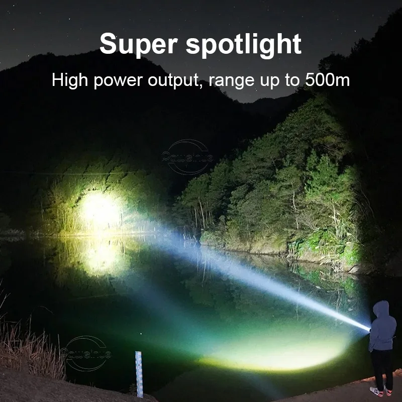 Powerful Diving Flashlight Professional Diving Light 26650 Battery IPX8 Waterproof Underwater Lighting Lantern With Hand Rope