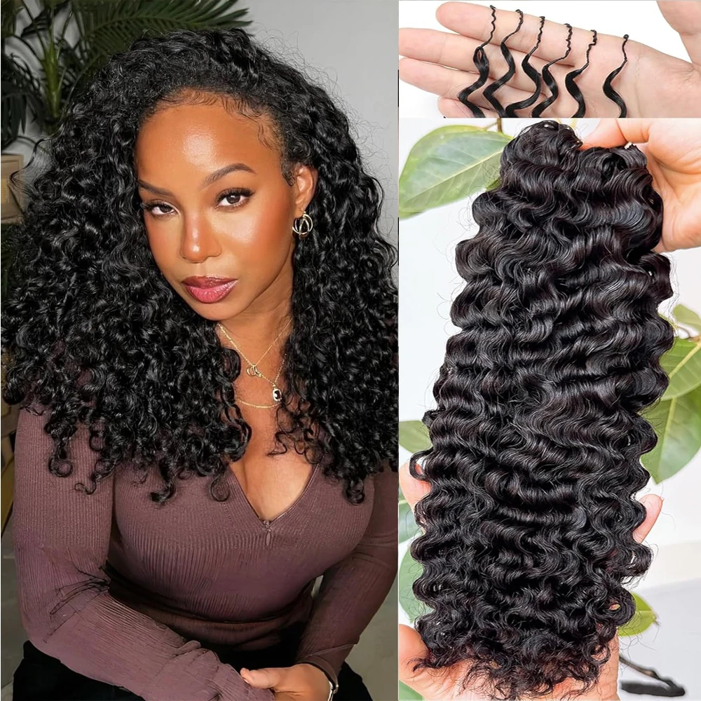 

Бирманские вьющиеся вязанные крючком человеческие волосы без узлов, предварительно разделенные натуральные черные перья, странные вьющиеся вязанные крючком волосы для плетения