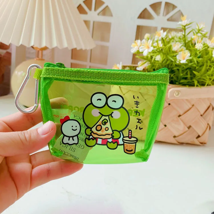 Sanrio Hellokitty Mymelody Kuromi Purin Cinnamoroll Keroppi PVC Coin Purse Jelly Bag Carabiner Storage Bag