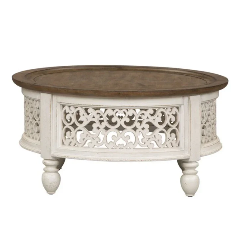 

ls 27 Thai coffee table log carved hollow small apartment old antique retro coffee table