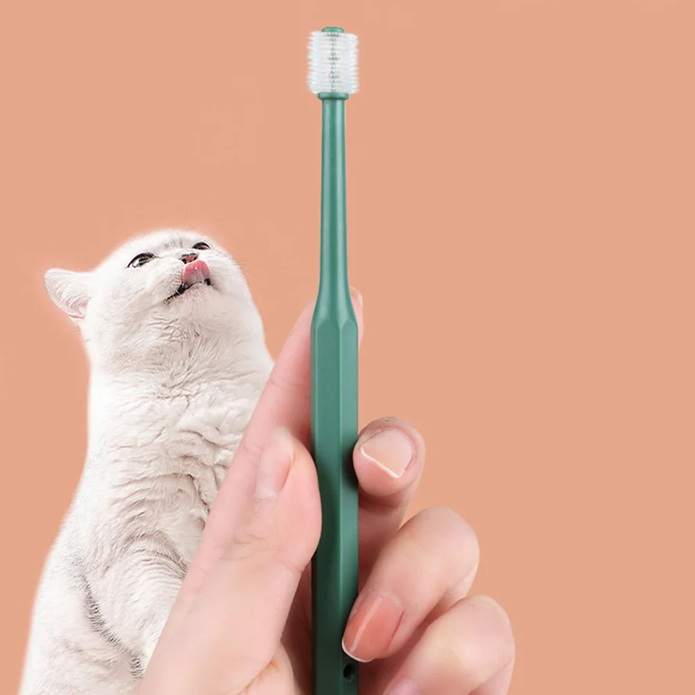 

4pcs Pet Toothbrush 360 Degree Green Blue Soft TPE Non Slip Handle Small Breed Oral Care Tool Dog Cat Accessories