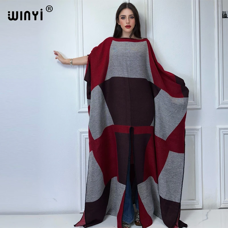 WINYI 2024 estampado cómodo cálido caftán de moda caftán de vacaciones elegante África mujeres Boho fiesta ropa de invierno para mujeres vestido largo