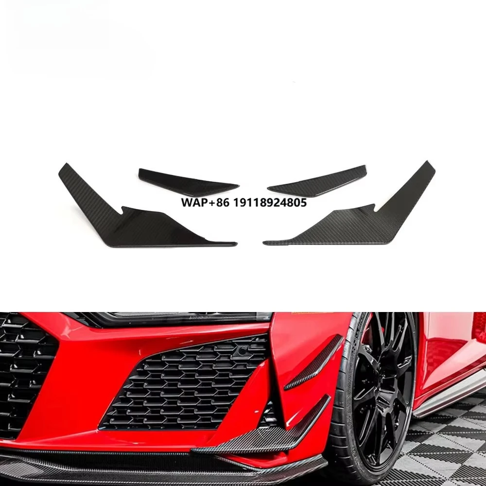 

Top Material Front Canard Prepreg Dry Carbon Fiber Front Bumper Side Splitters Canard Fins For R8 V10 2022 2023