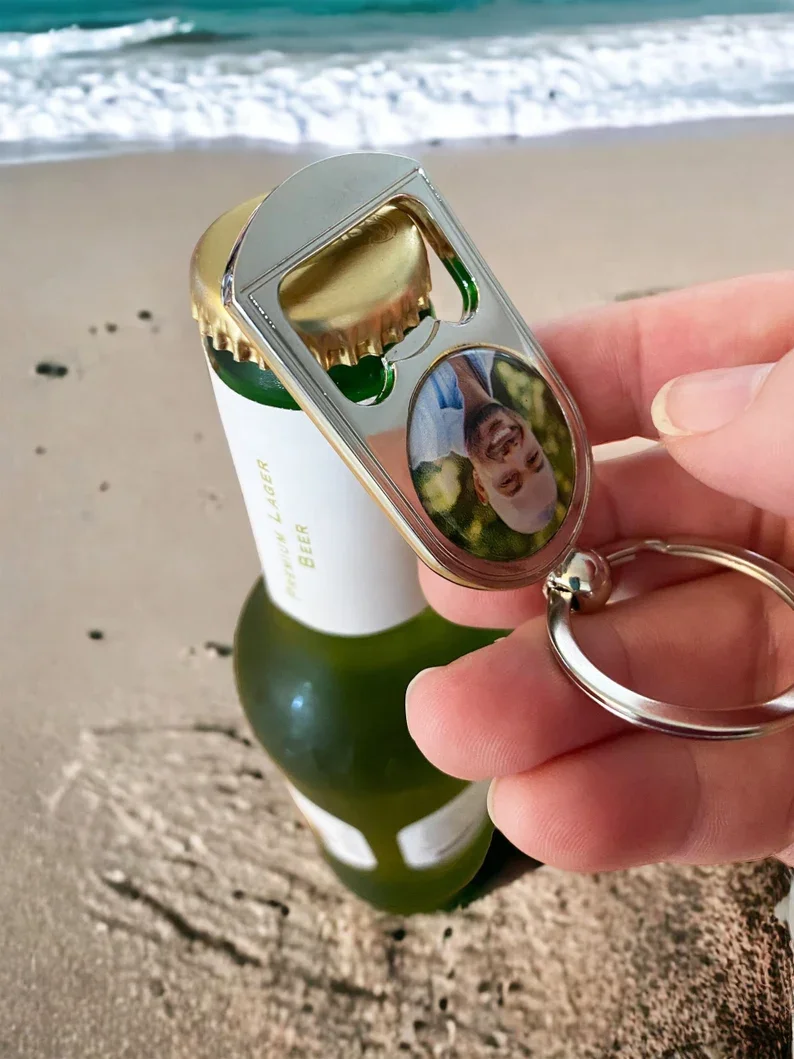 Ouvre-bouteilles de bière et de boissons photo personnalisables par transfert de chaleur, adaptés aux cadeaux de vacances/mariage/serre, fêtes