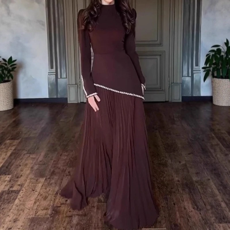 

2026 New Solid Color Hot Diamond French Dress Temperament Two-piece Set