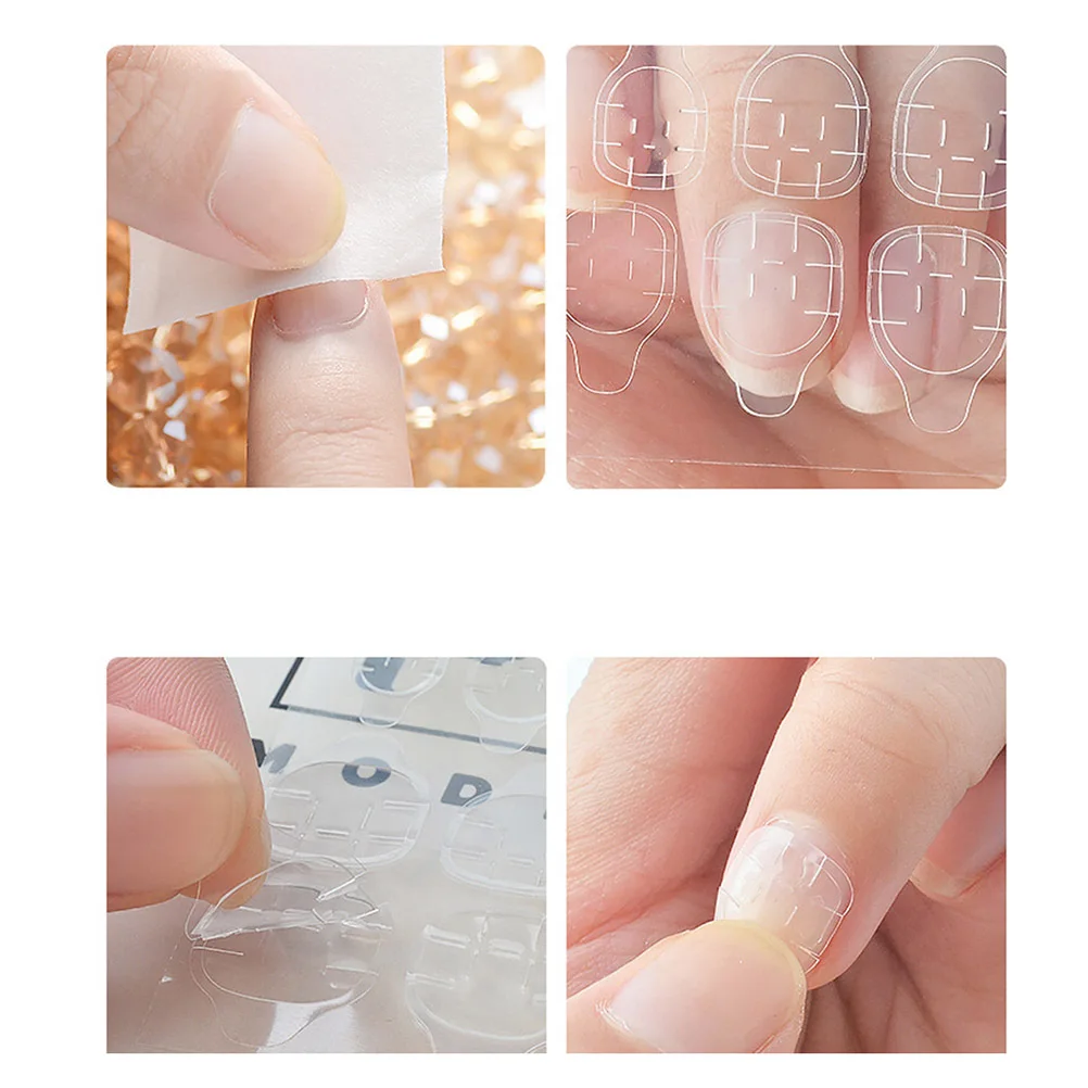 

24 шт./лист, упаковка 50 листов, клейкая наклейка, двухсторонняя, экологически чистая, нетоксичная, легко наносится, съемная, без остатков, накладные советы для дизайна ногтей