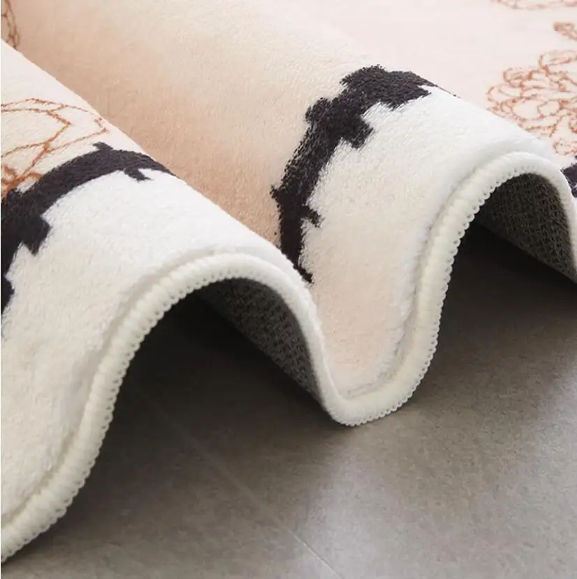 French Thick Soft Plush Carpet Floral Retro Bedside Oval Geometric Fluffy Floor Mat For Living Room Home Decoration Rug Tapis
