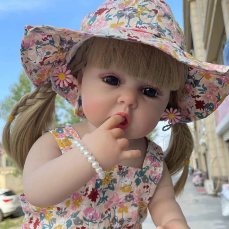 55CM Reborn Toddler Baby Doll Princess Girl Erin Full Body Silicone Baby Dolls Hand-detailed Painting 3D Skin with Visible Veins