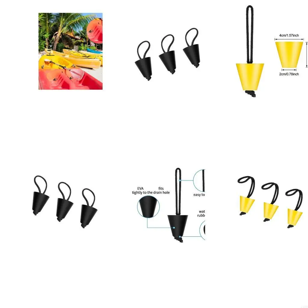 Routine Kayaks Drain Plugs Set with Cord Design for Access Point Care, 4 Count 24BD
