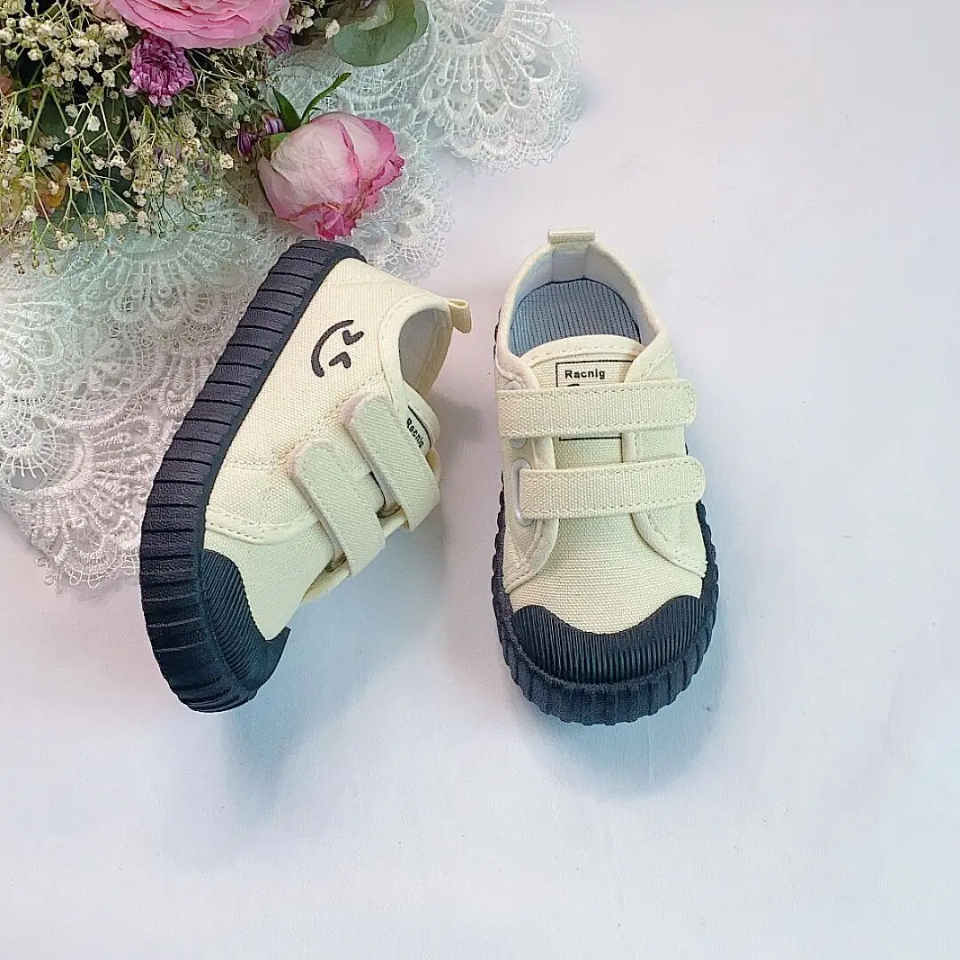 Children Canvas Shoes Baby Soft Indoor Shoes Boys Girls Low-top Caual Shoes Kids Candy Color Hook Shoes