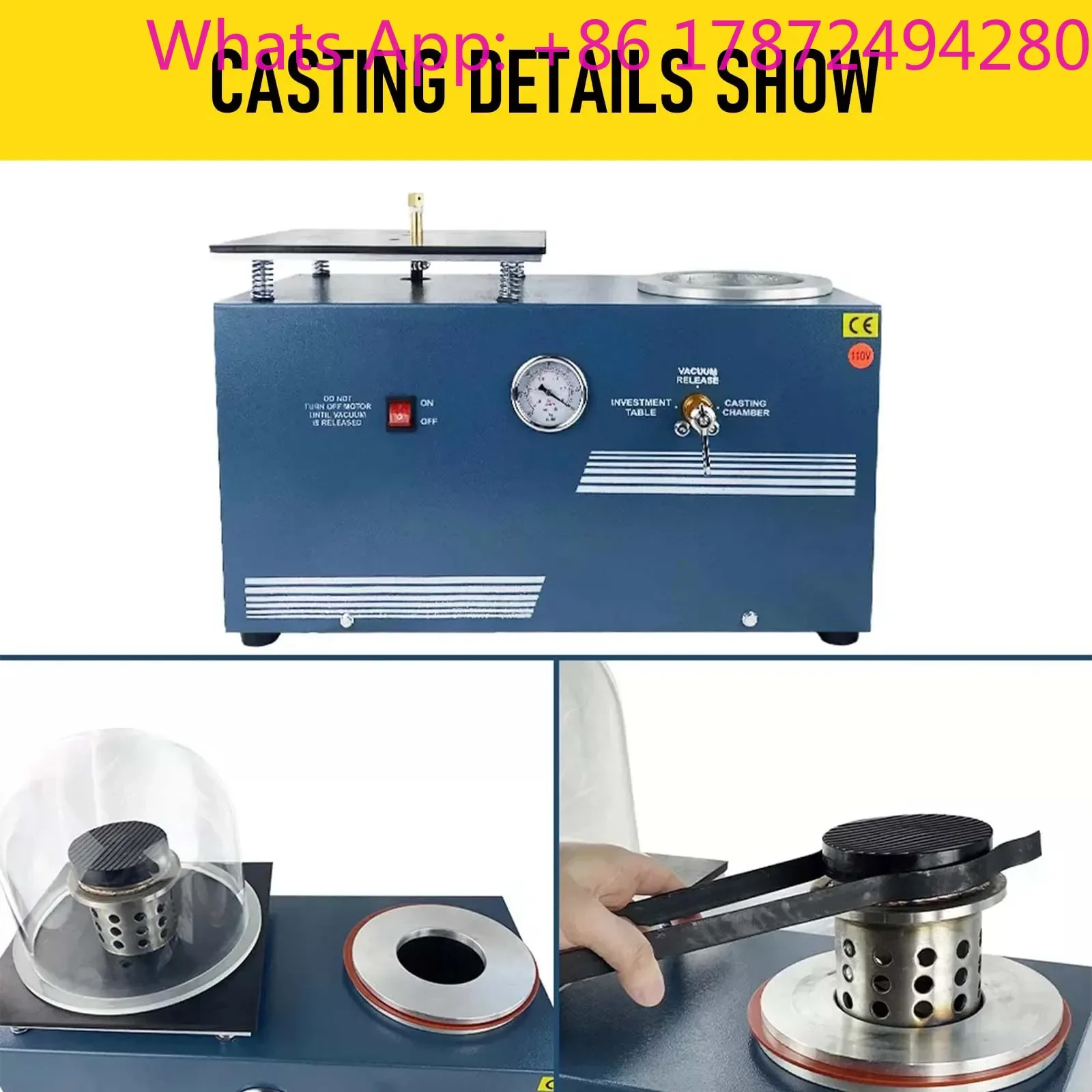 

Jewelry Vacuum Investing Casting Machine 2L Bell Jar 3CFM Pump for Flasks & RTV Molds