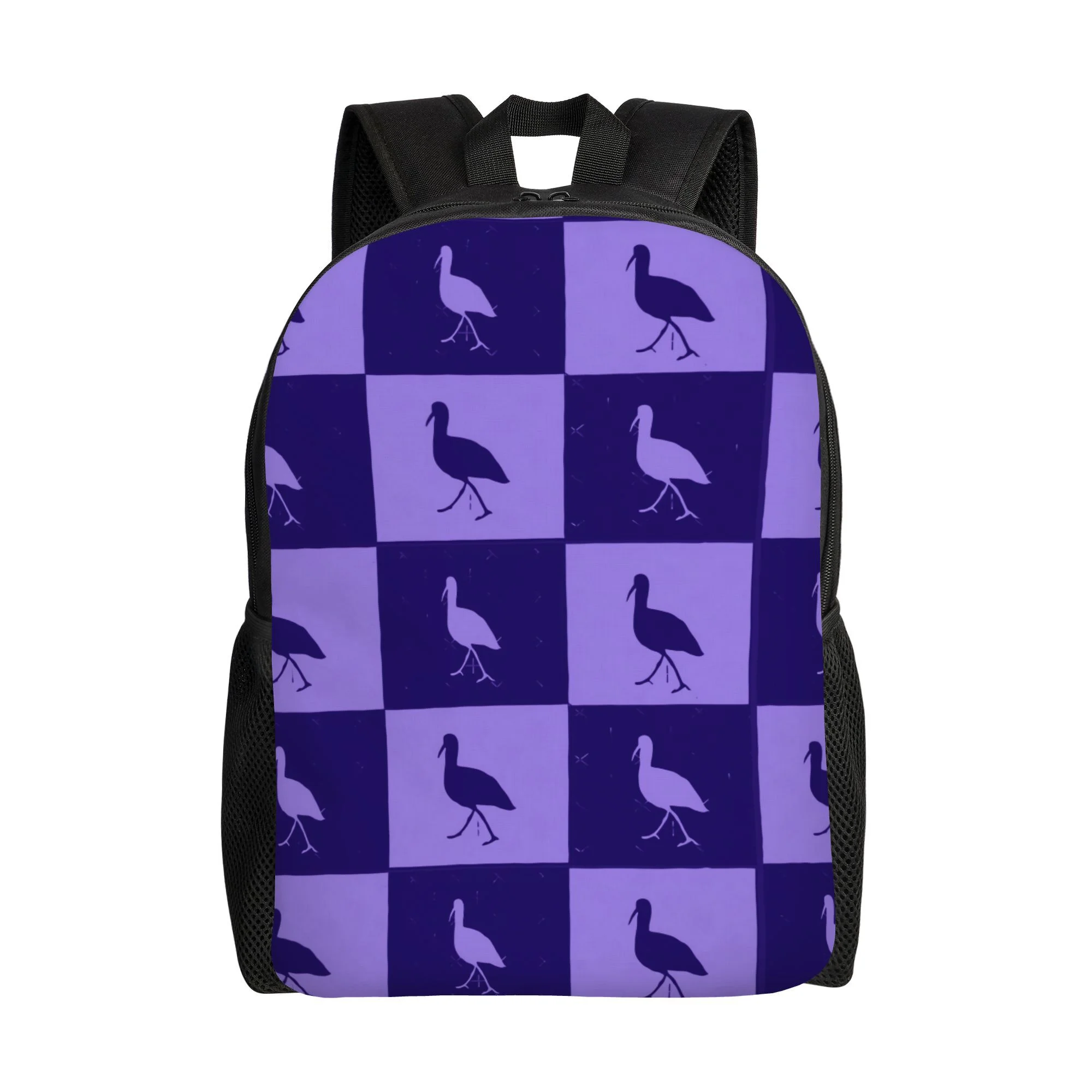 

Checkerboard pattern minimalist backpack - black and white single layer, compact bag, suitable for college and travel