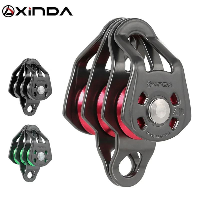 XINDA climbing aluminium Triple Pulley Pulley Block with ball bearing  for rescue traversing lifting