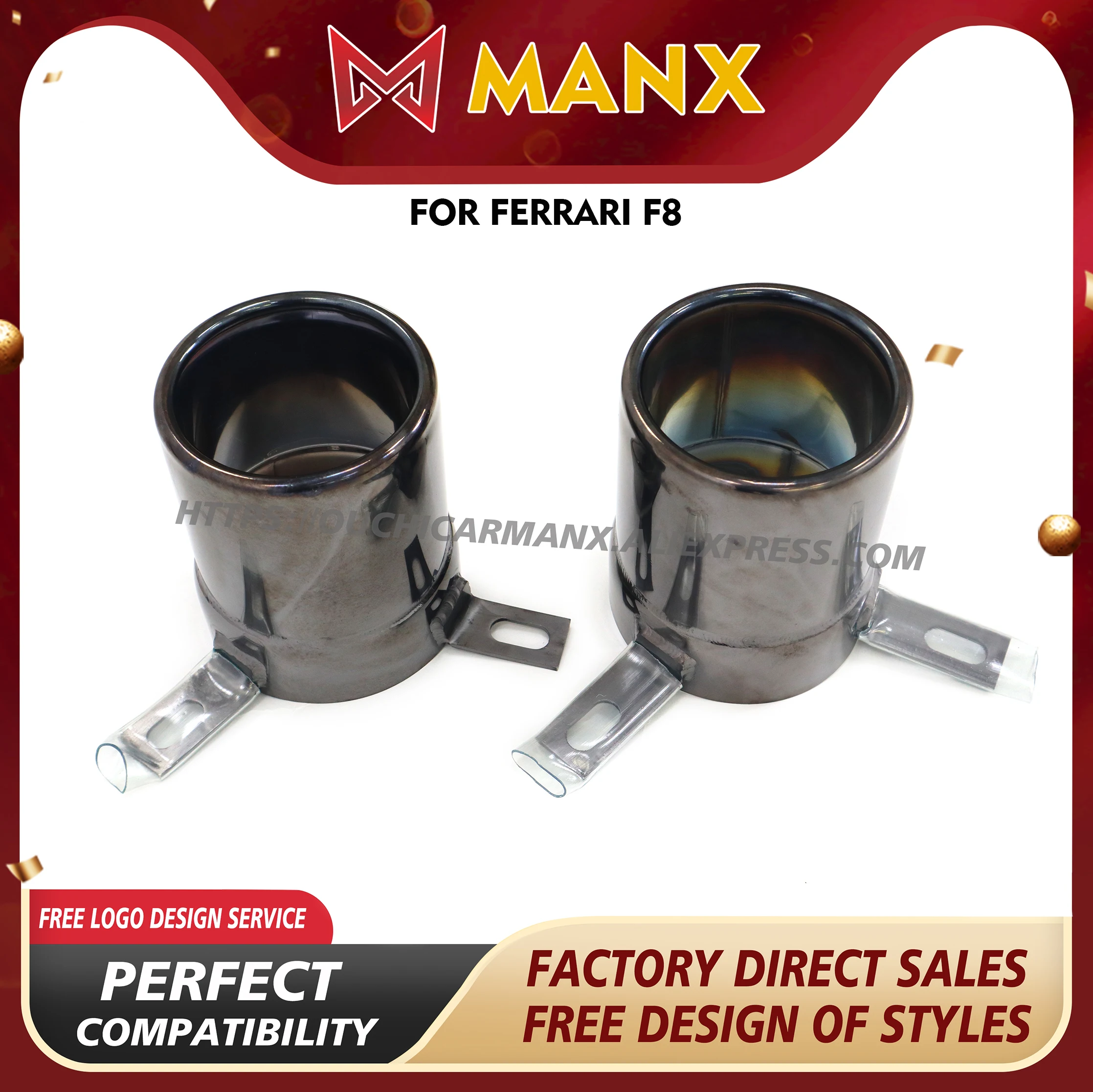 

MANX SS304 for Ferrari F8 Tips Exhaust systems Non-destructive installation High precision