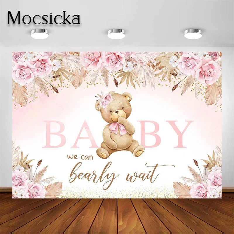Mocsicka-Fondo para Baby Shower, fondo de flores rosas para bebé, accesorios de estudio fotográfico para retrato, decoración de fiesta