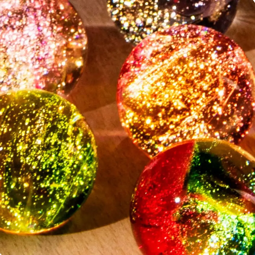 LED Wood Stand 7 Colorful Glass Ball Shiny Rectangle/Round Base Luminous Crystal Ornaments Multi-purpose USB Plug in