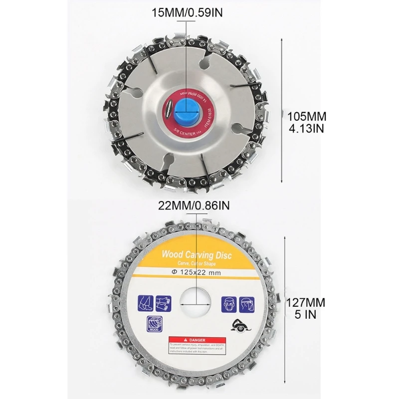 Disco de rebarbadora angular de 4/5 polegadas, placa de corrente, ferramentas de corte de madeira práticas