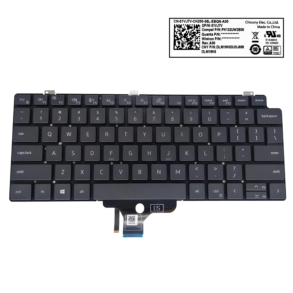 Imagem -06 - Teclado Retroiluminado para Laptop Nós Alemão Francês Azerty Dell Latitude 7310 01vj7v 04 Rnpf 4v466 04v466