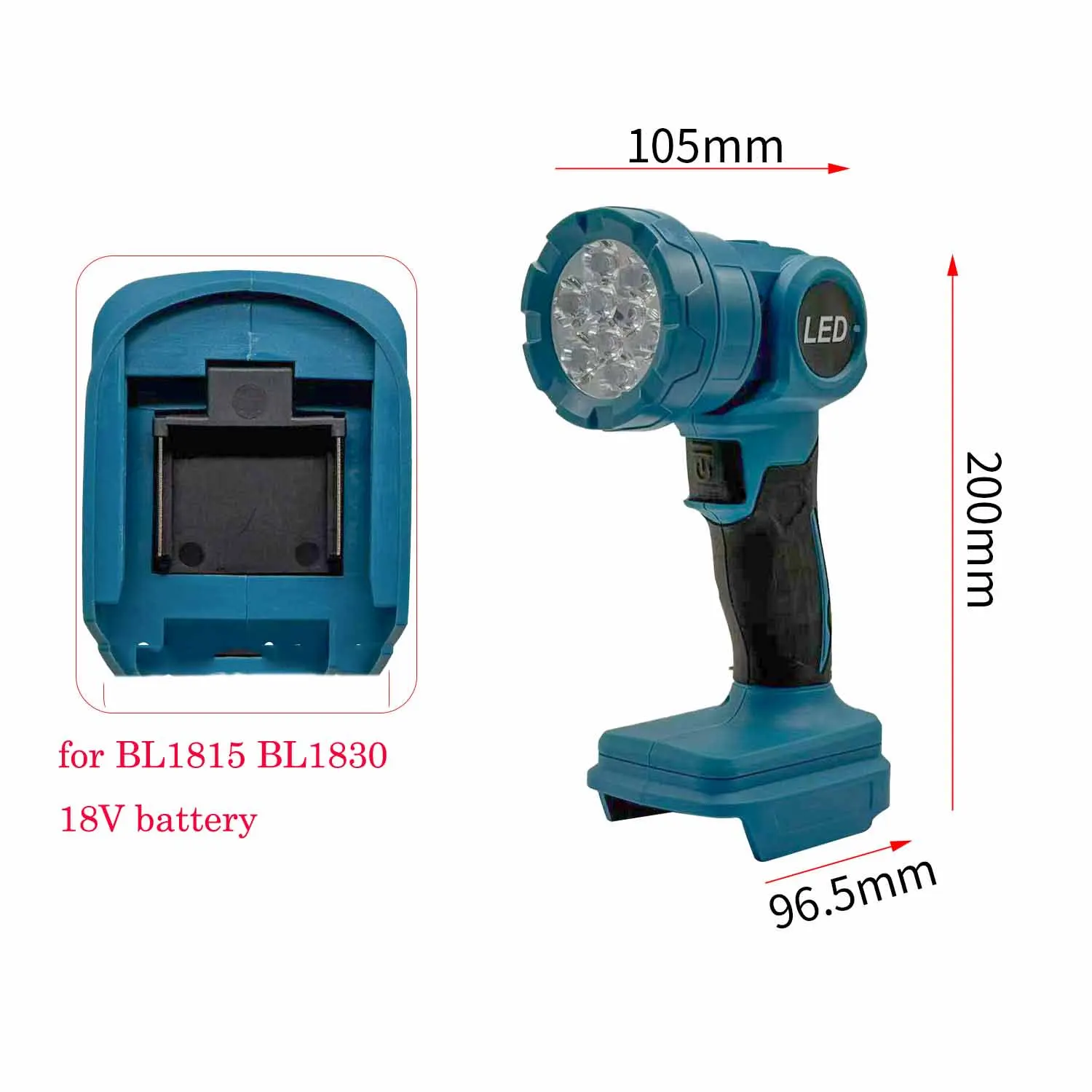 LED Flashlight Worklight Compatible with For BL1830 and BL1815 18V Batteries for Automotive Repair Lighting and Outdoor Tasks