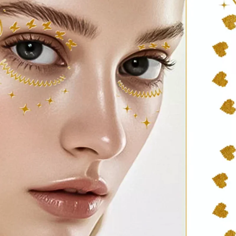 

Butterfly Glitter Stickers Face Tattoo Flash Gold Temporary Metalic Tattoos Waterproof Makeup Decals For Girls Party Festival