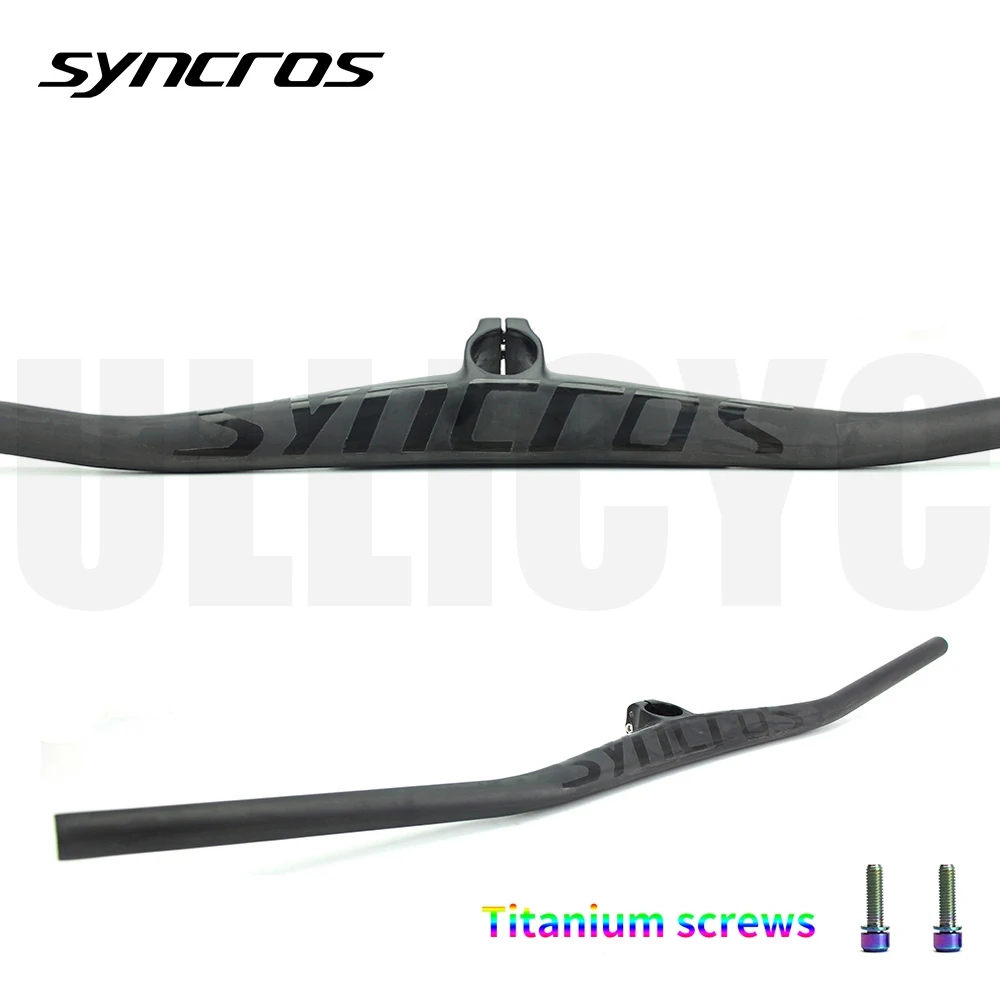 SYNCROS UD Carbon Integrated MTB Cockpit Handlebar Bicycle Riser 2° degree With 40/50/60/70mm Stem MTB Titanium screw