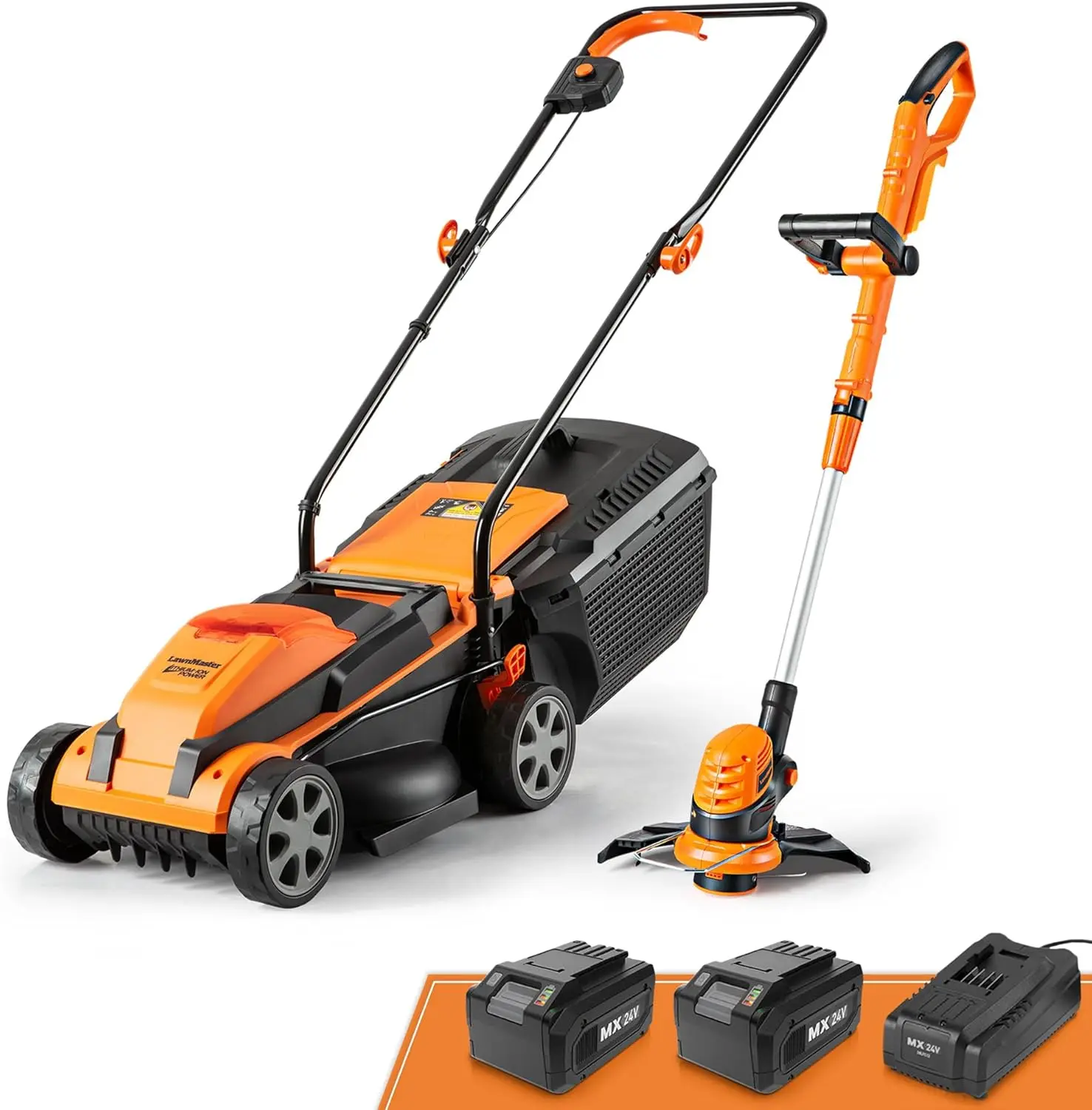 24V Max 13-inch Lawn Mower and Grass Trimmer 10-inch Combo with 2x4.0Ah Batteries and Charger