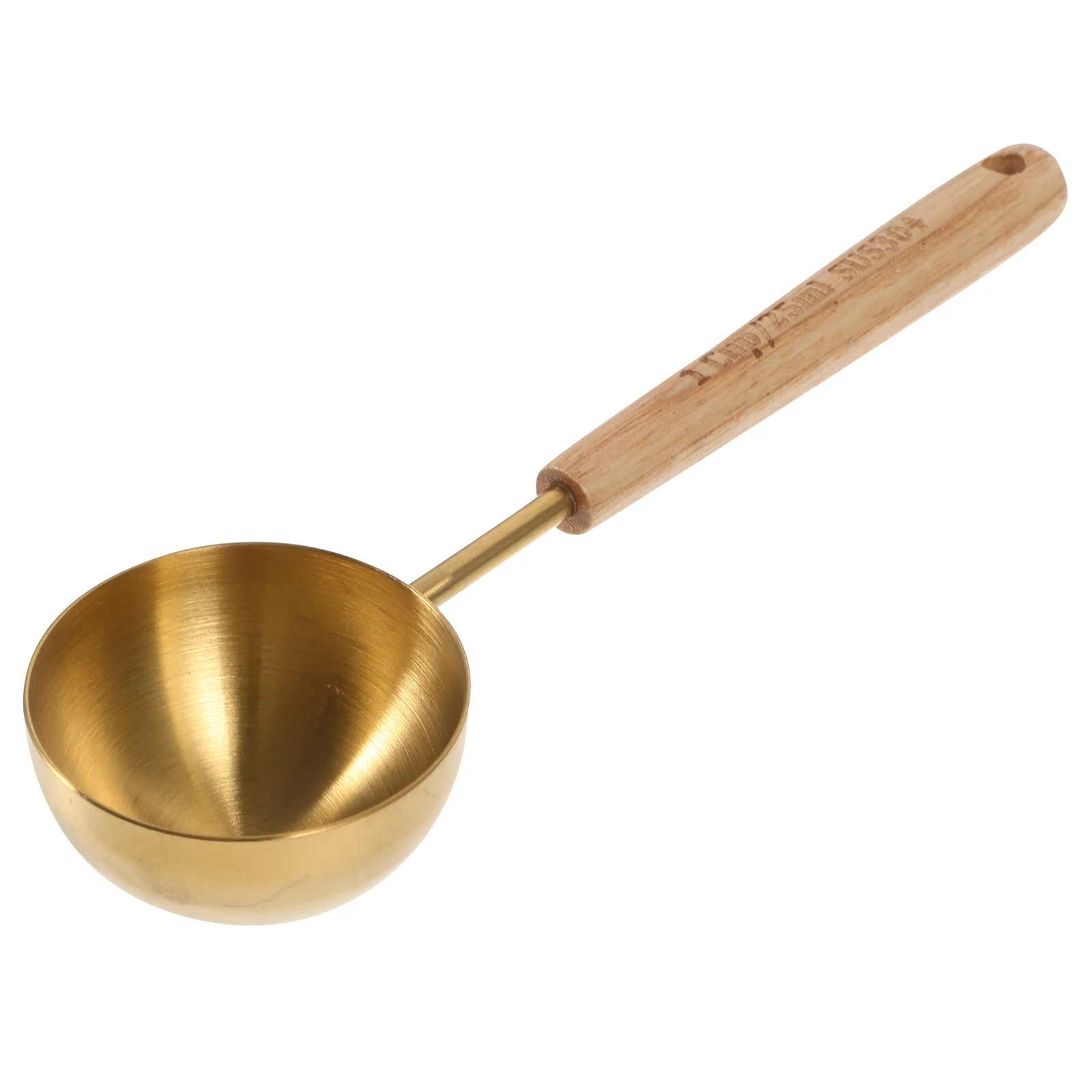 

Golden Measuring Spoon with Wooden Handle 1Cup 25ml Stainless Steel Baking Cooking Kitchen Gadgets Coffee Spoon Practical