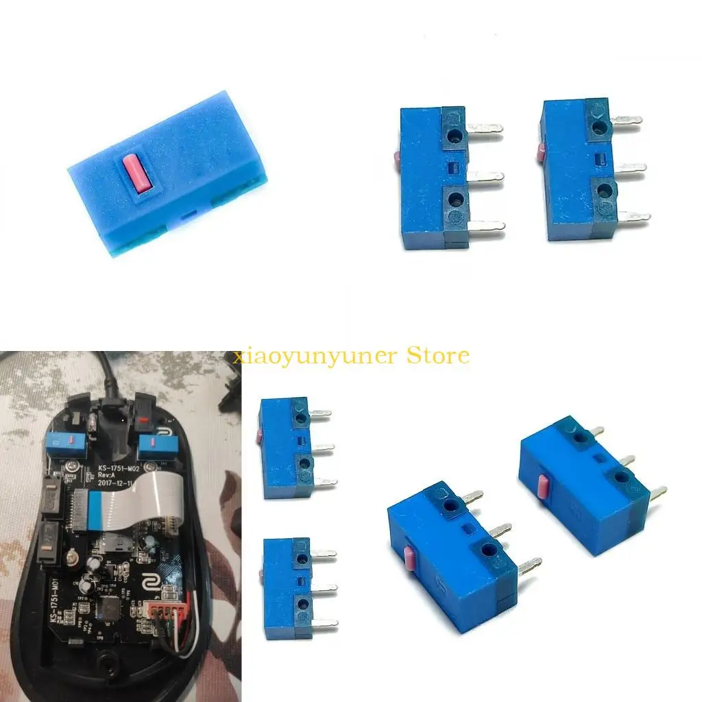P9JB 2Pcs Original HUANO Pink Dot Blue for Shell 0.74N Mouse Micro Switch 3Pin Gold Alloy Contacts 80 Million for Lifetime