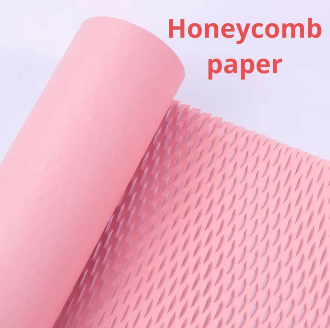 Pink honeycomb paper, transport, gift packaging, cushioning environment-friendly materials can be recycled