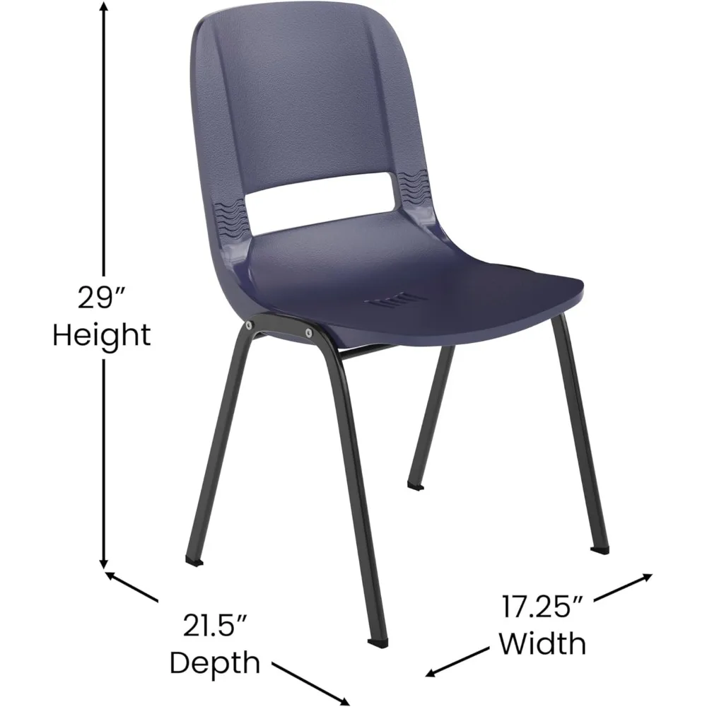 RapDuty-Chaise à Empiler Ergonomique Marine, Siège et Dossier, Cadre Enduit de Poudre, Hauteur 15, 661 Artériel, Capacité de Poids à Leges