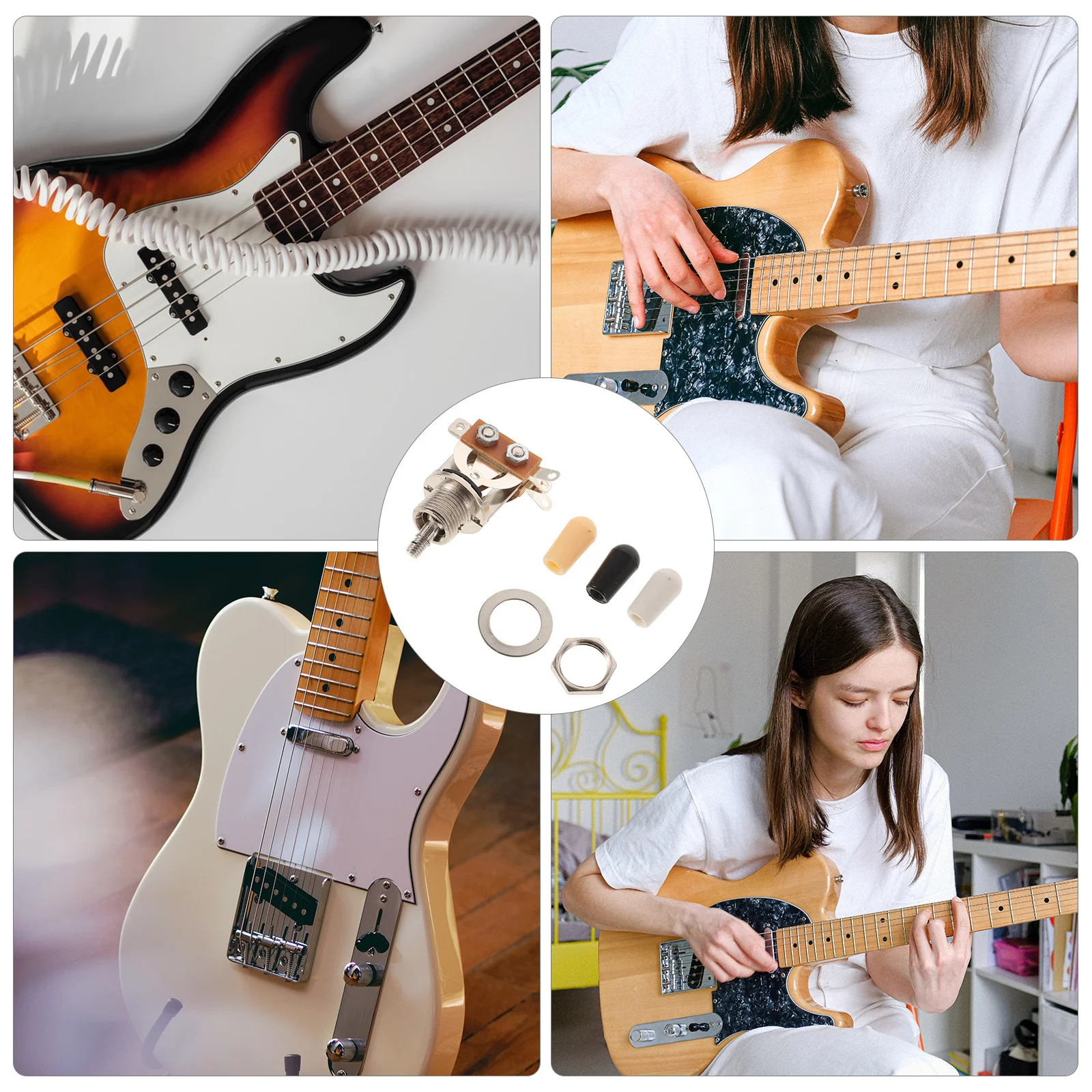 

3 Straight Guitar Toggle Switch Pickup Selector Metal Caps Interchangeable Knobs Electric Guitar Switch Upgrade Kit