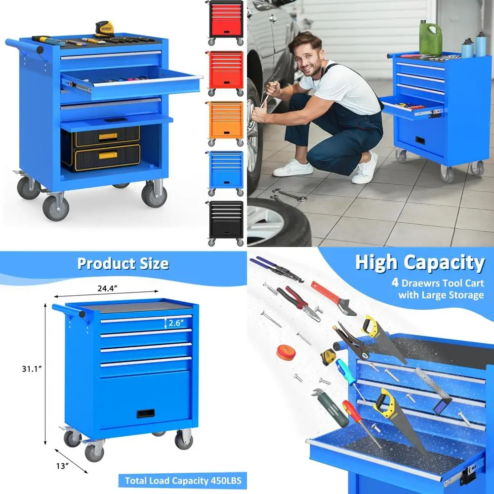 Commercial Grade 4-Tier Heavy Duty Adjustable Height Wire Shelving with Wheels and Leveling Feet for Storage - Metal Steel Rack
