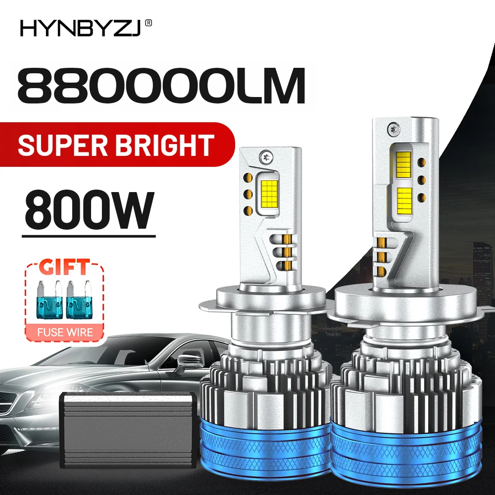 

HYNBYZJ H7 LED Headlight 880000LM Led H4 H11 H8 H1 HB3 9005 9006 HB4 9012 HIR2 30PCS 8858 CSP 6000K White Canbus Car Light 12V