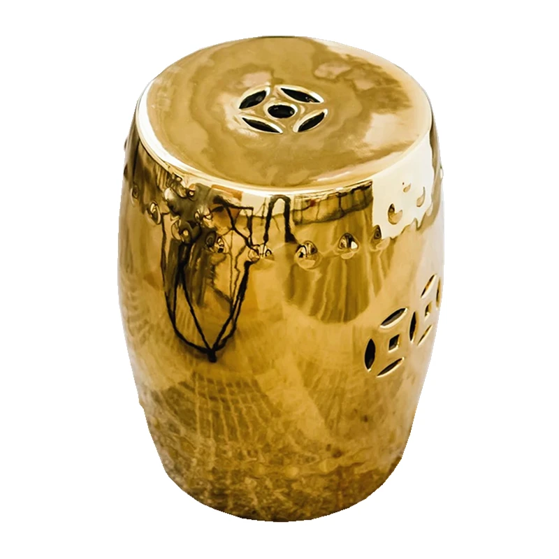 Multiple Kinds Modern furniture decoration golden creative ceramic drum stool