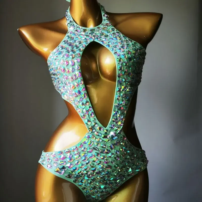 2023 One-piece Mesh Diamond Swimsuit, Manufacturer Customized Hollow Out Sexy Bikini, Nightclub Party Performance Bikini