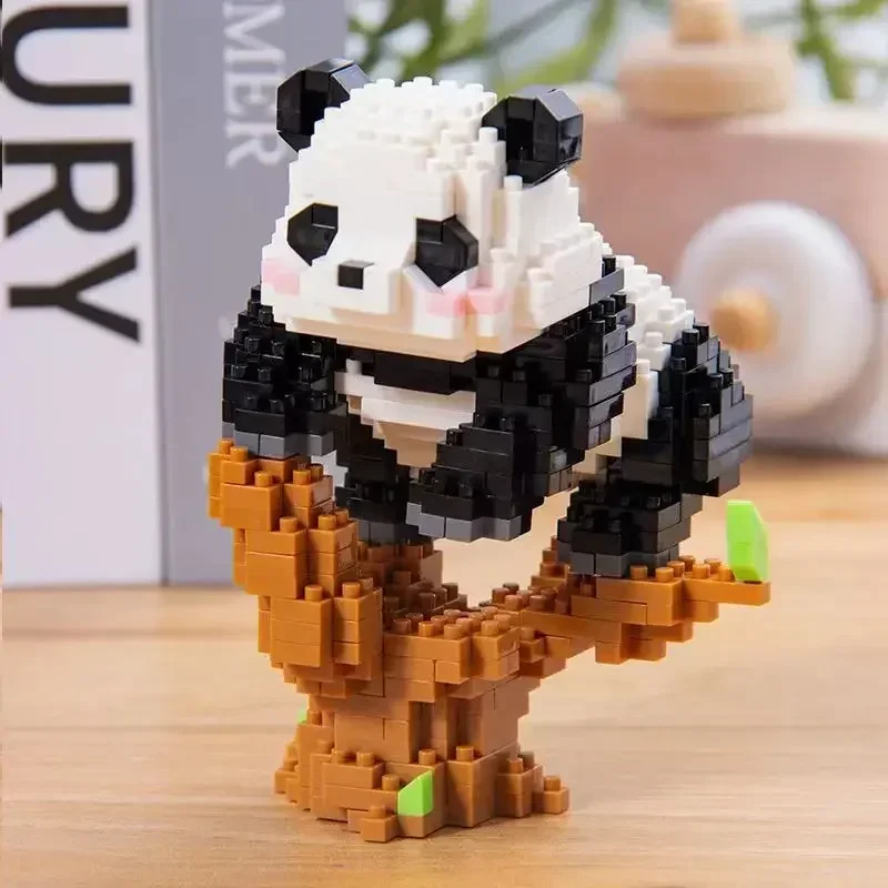 Chinese giant panda flower and cute orchid small particle assembly block toy puzzle gift for boys and girls