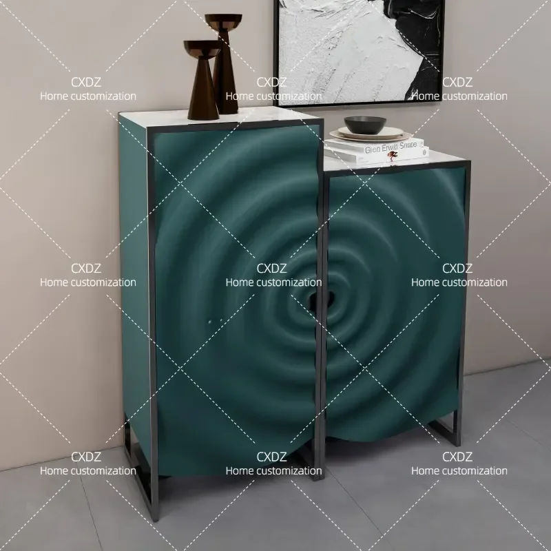 Italian Minimalist Paint Porch Cabinet Living Room Dining Side Cabinet Light Luxury Solid Wood Bucket Cabinet Wall Locker