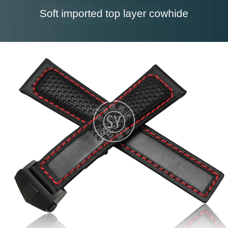Shenyu The first layer of cowhide strap For TAG Heuer Watch Band CARRERA F1 FORMULA 1 MONACO series Replacement Watchband 22mm
