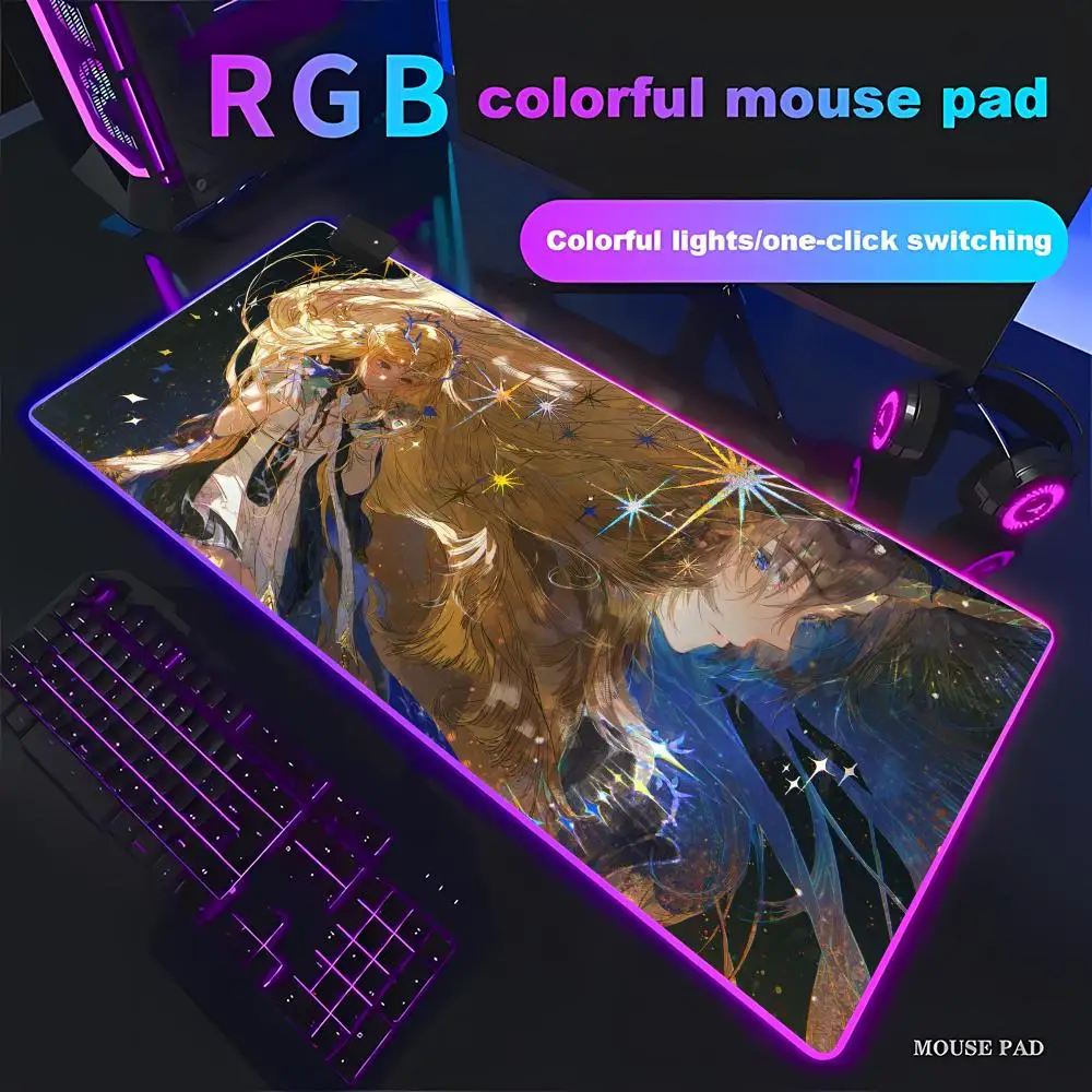 

Wuthering Waves CARTETHYIA Mouse Pad Animation Games Beautiful RGB Gaming Mouse Pad HD Gamer Large LED Light PC Computer pad