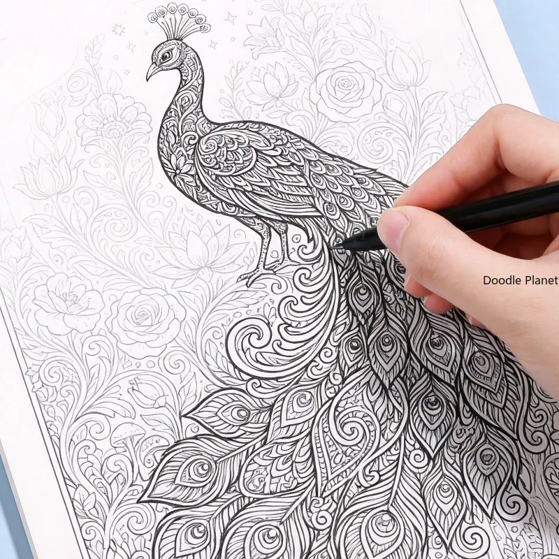 

One Adult Decompression Graffiti Book, One Forest Style Flower Girl Coloring Book, Line Drawing and Imitation Book, 24 Patterns