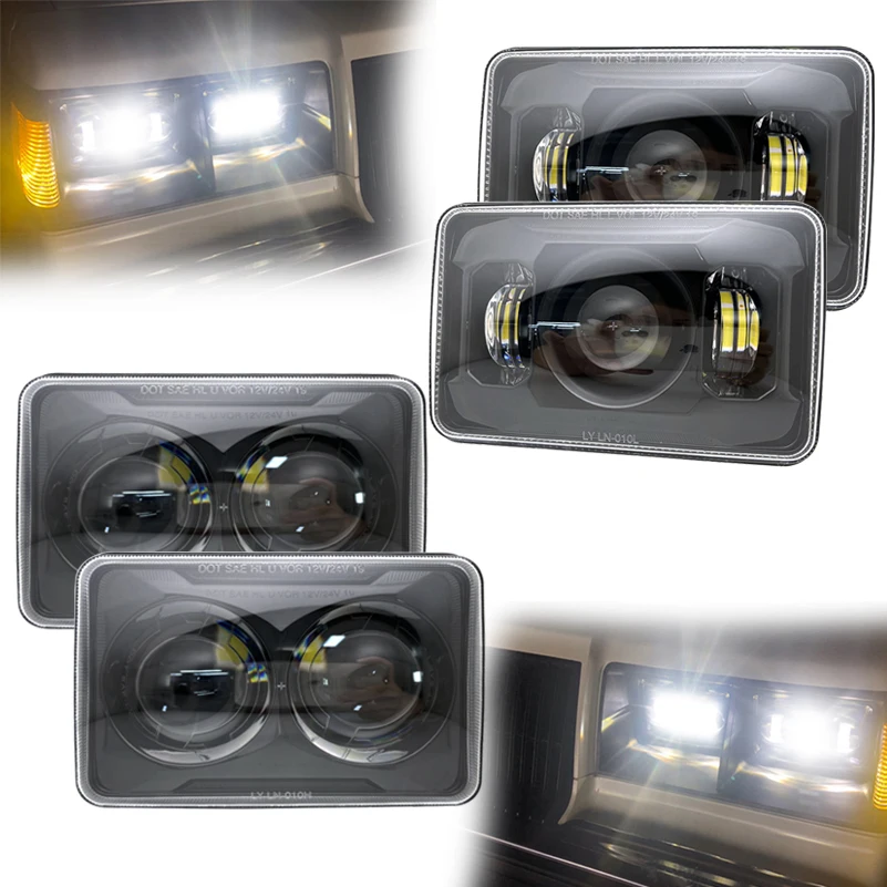 

For H4656 H4651 H4652 H4666 4x6 Led Headlights Hi/Lo BeamH6545 for Freightliner Peterbilt Kenworth Oldsmobile Cutlass Trucks.