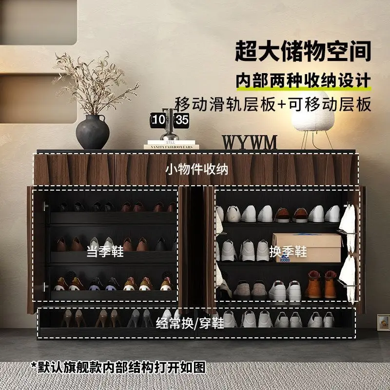solid wood shoe cabinet and storage cabinet are integrated against the wall to enter the house, and the middle antique entrance