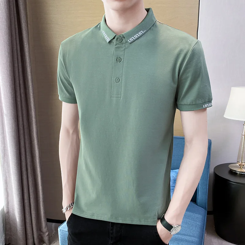 

2023 Summer New Pullover Men's Clothing Polo T-Shirt Turn-down Collar Short Sleeves Business Fashion Casual Solid Color Tops